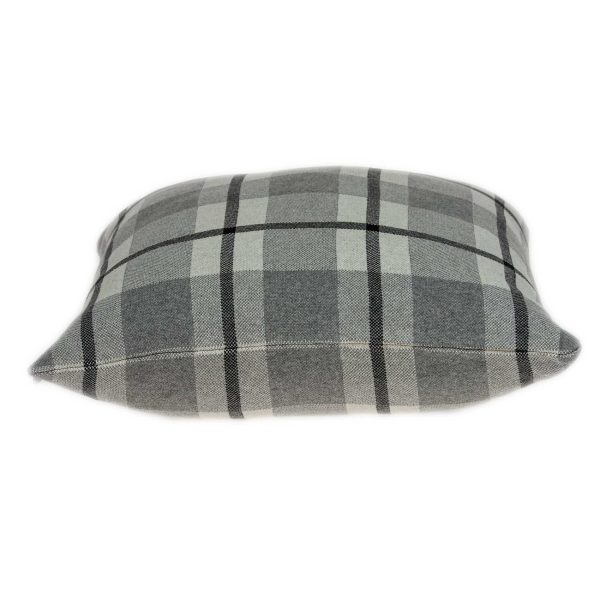 Square Gray and Blue Plaid Accent Pillow Cover - Image 3