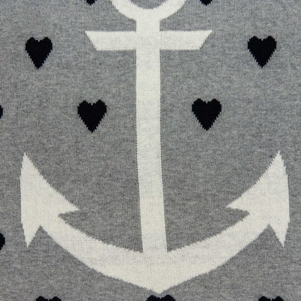 Grey White and Black Nautical Anchor Pillow Cover - Image 5