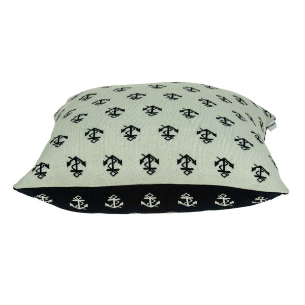 Square Nautical Blue and White Anchor Accent Pillow Cover - Image 3