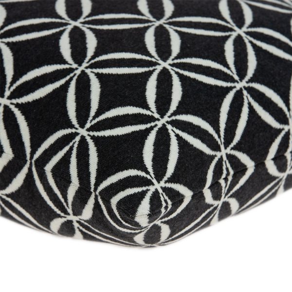 Geometric Design Black and White Cotton Pillow Cover - Image 2