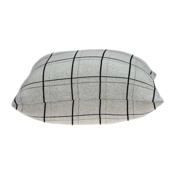 Large Scale Tan and Grey Plaid Cotton Accent Pillow Cover - Image 3
