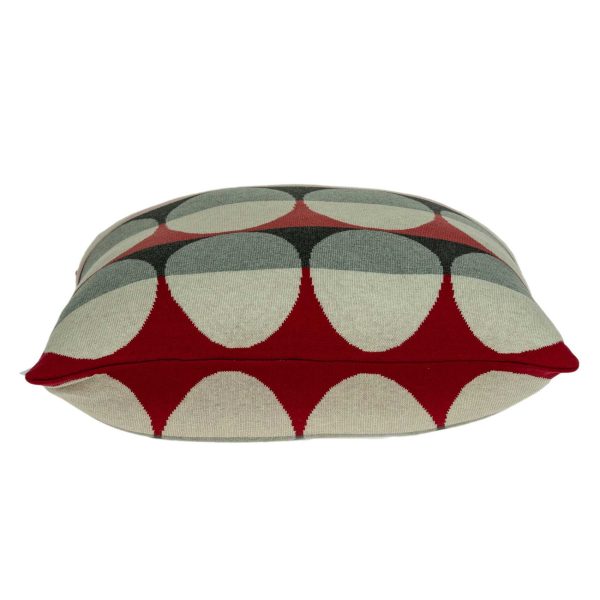 20" x 0.5" x 20" Transitional Gray And Red Cotton Pillow Cover - Image 3