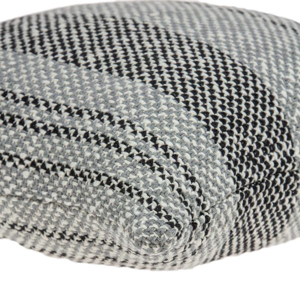 Square Gray Regatta Stripe Accent Pillow Cover - Image 4