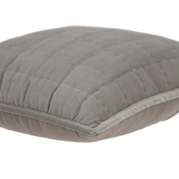 20" x 0.5" x 20" Transitional Gray Solid Quilted Pillow Cover - Image 4