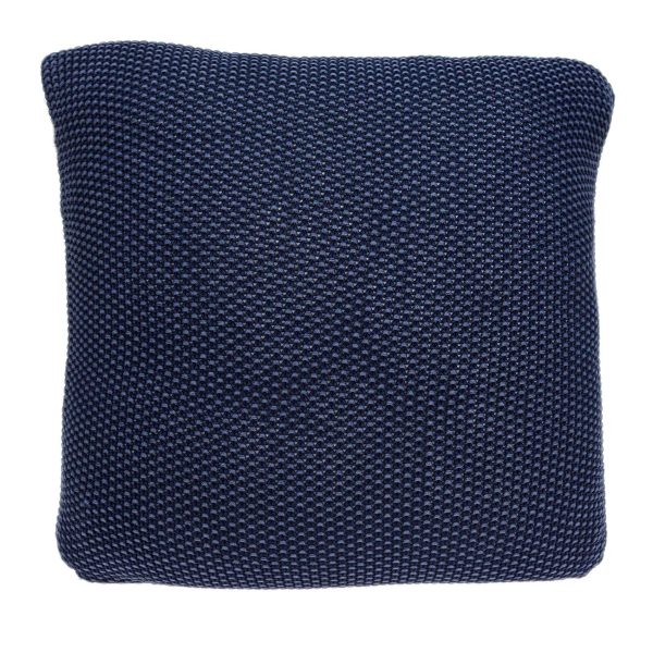 Casual Square Sweater Knit Navy Blue Accent Pillow Cover - Image 2