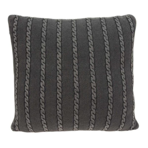 Casual Sweater Knit Gray Stripe Accent Pillow Cover
