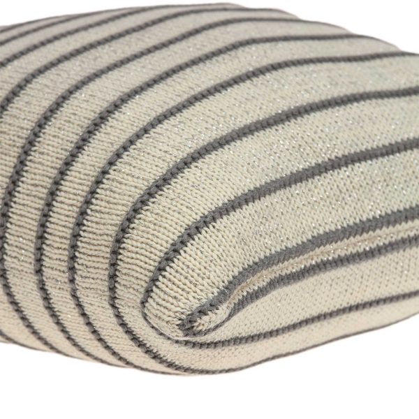 Casual Square Tan and Gray Stripe Accent Pillow Cover - Image 4