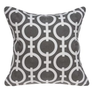 20" x 0.5" x 20" Transitional Gray and White Cotton Pillow Cover