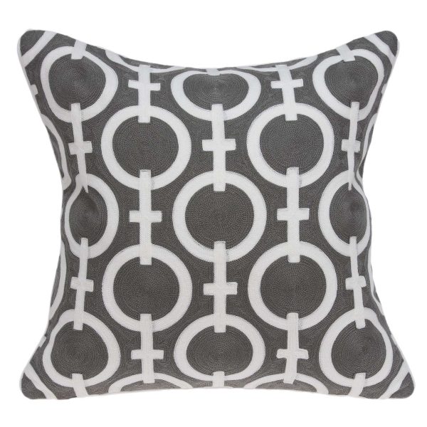 20" x 0.5" x 20" Transitional Gray and White Cotton Pillow Cover