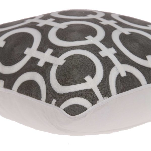 20" x 0.5" x 20" Transitional Gray and White Cotton Pillow Cover - Image 4