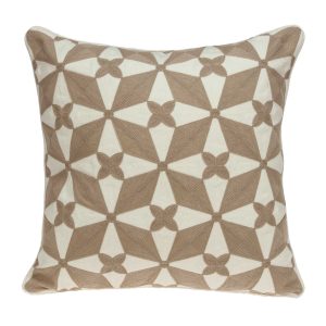 20" x 0.5" x 20" Transitional Beige and White Accent Pillow Cover
