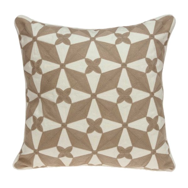 20" x 0.5" x 20" Transitional Beige and White Accent Pillow Cover
