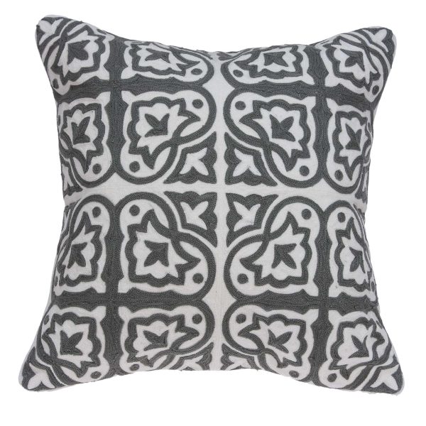 20" x 0.5" x 20" Stunning Traditional Gray and White Pillow Cover