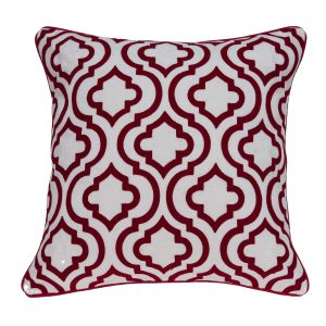 20" x 0.5" x 20" Transitional Red and White Cotton Pillow Cover
