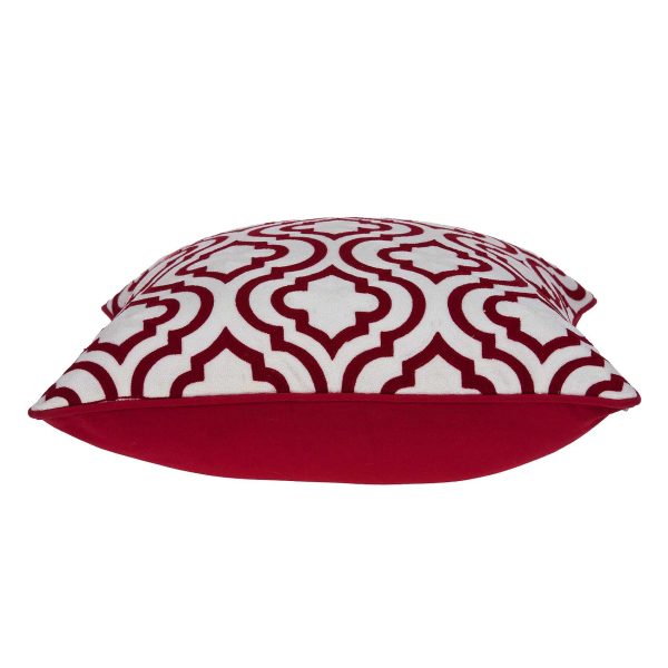 20" x 0.5" x 20" Transitional Red and White Cotton Pillow Cover - Image 3