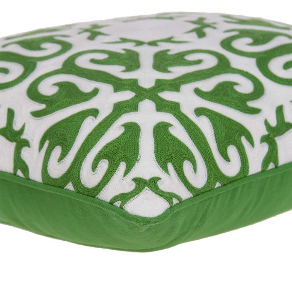 20" x 0.5" x 20" Transitional Green and White Accent Cotton Pillow Cover - Image 4