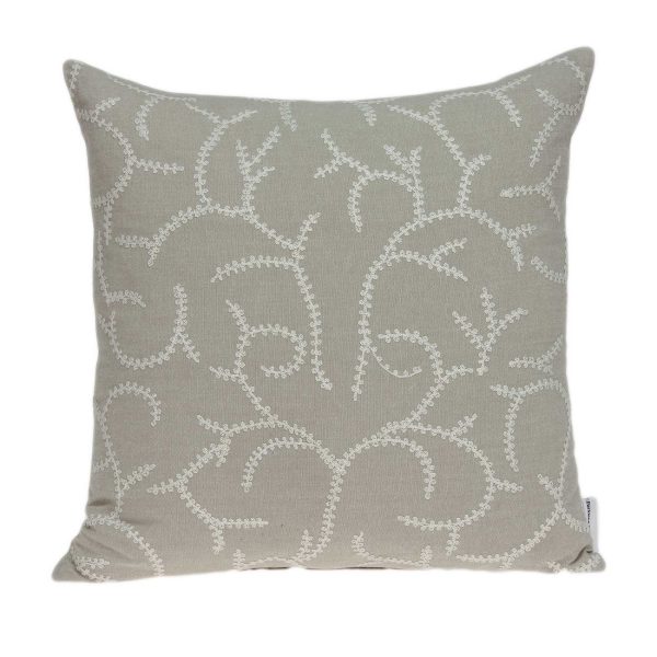 20" x 0.5" x 20" Transitional Beige Cotton Accent Pillow Cover