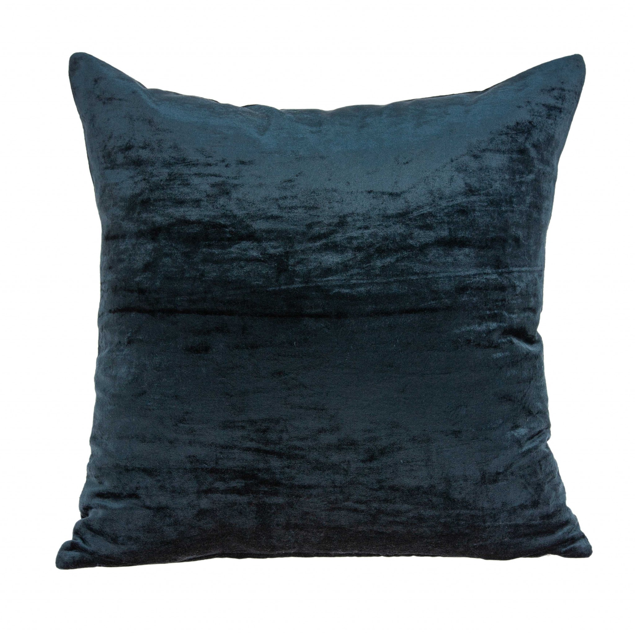 22" x 7" x 22" Transitional Dark Blue Solid Pillow Cover With Poly Insert