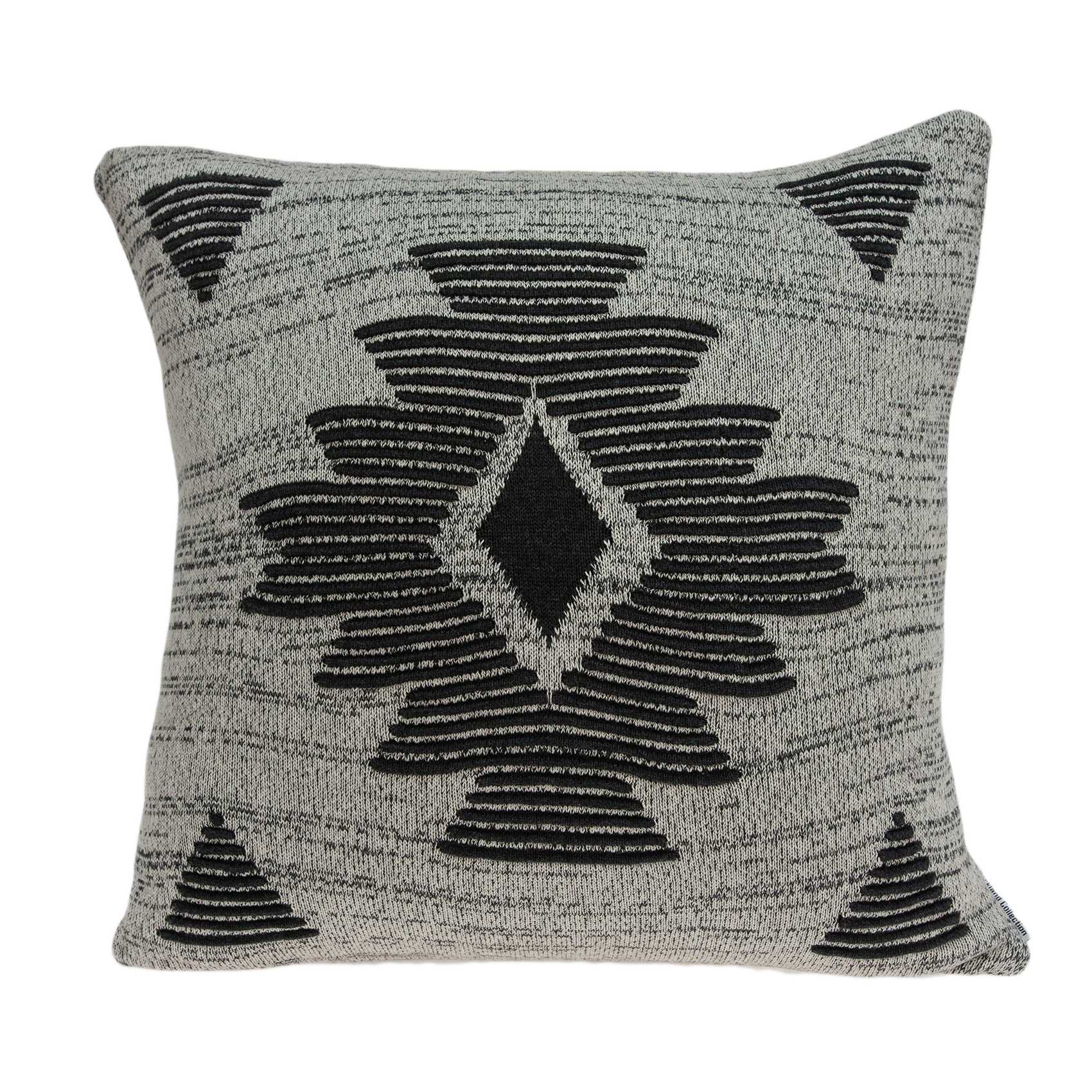 20" x 7" x 20" Southwest Gray Cotton Pillow Cover With Poly Insert