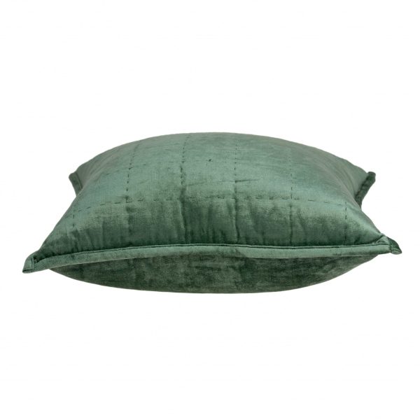 20" x 7" x 20" Transitional Green Solid Quilted Pillow Cover With Poly Insert - Image 3