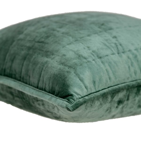 20" x 7" x 20" Transitional Green Solid Quilted Pillow Cover With Poly Insert - Image 4