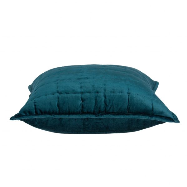 20" x 7" x 20" Transitional Teal Solid Quilted Pillow Cover With Poly Insert - Image 3