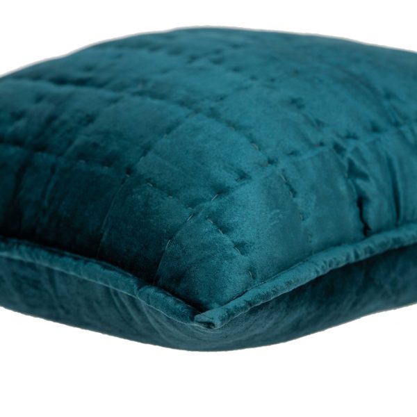 20" x 7" x 20" Transitional Teal Solid Quilted Pillow Cover With Poly Insert - Image 4