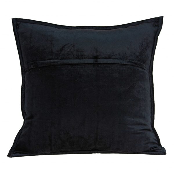 20" x 7" x 20" Transitional Black Solid Quilted Pillow Cover With Poly Insert - Image 2