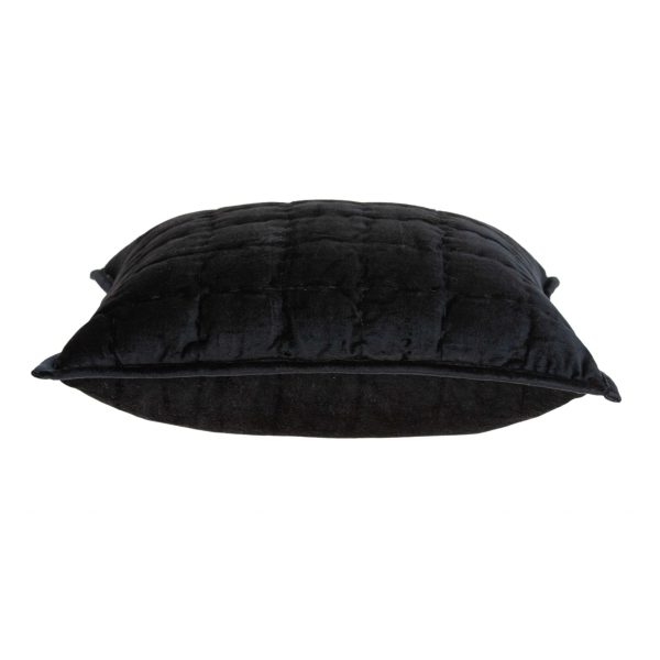 20" x 7" x 20" Transitional Black Solid Quilted Pillow Cover With Poly Insert - Image 3