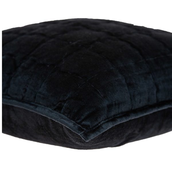 20" x 7" x 20" Transitional Black Solid Quilted Pillow Cover With Poly Insert - Image 4