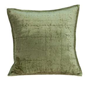 20" x 7" x 20" Transitional Olive Solid Quilted Pillow Cover With Poly Insert