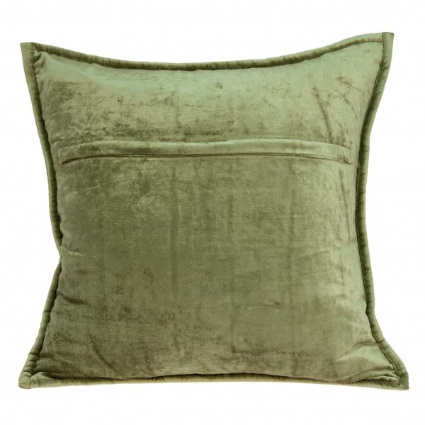 20" x 7" x 20" Transitional Olive Solid Quilted Pillow Cover With Poly Insert - Image 2