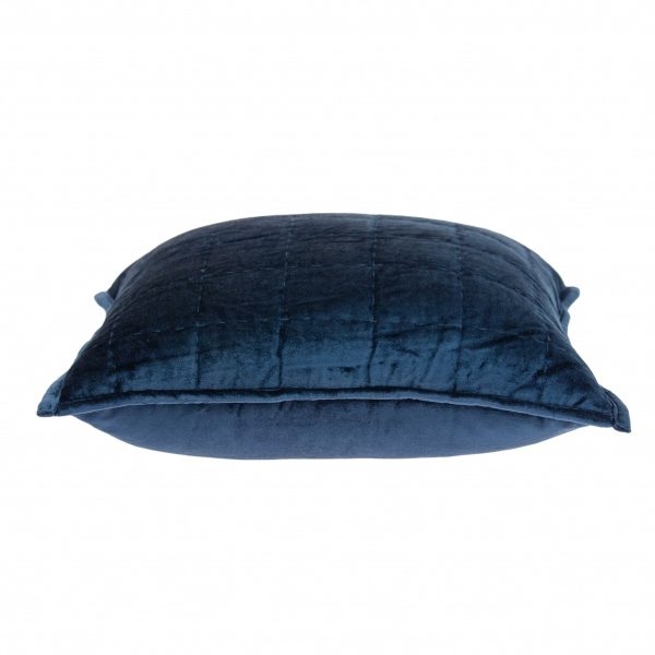 20" x 7" x 20" Transitional Navy Blue Quilted Pillow Cover With Poly Insert - Image 3