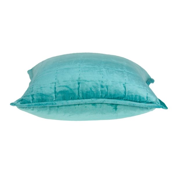 20" x 7" x 20" Transitional Aqua Solid Quilted Pillow Cover With Poly Insert - Image 3