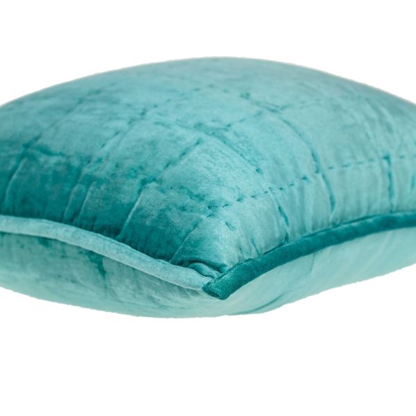 20" x 7" x 20" Transitional Aqua Solid Quilted Pillow Cover With Poly Insert - Image 4
