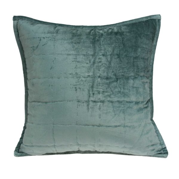 20" x 7" x 20" Transitional Sea Foam Solid Quilted Pillow Cover With Poly Insert