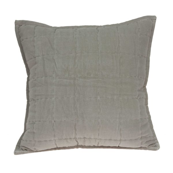 20" x 7" x 20" Transitional Gray Solid Quilted Pillow Cover With Poly Insert