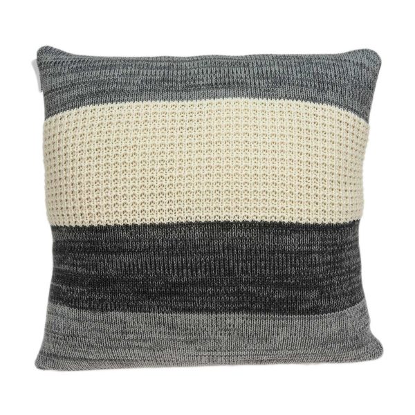 20" x 7" x 20" Transitional Cream And Gray Pillow Cover With Poly Insert - Image 2