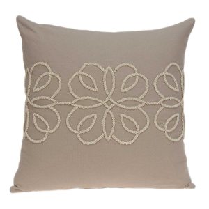 20" x 0.5" x 20" Decorative Transitional Tan Cotton Pillow Cover