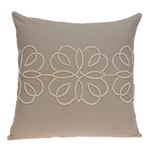 20" x 0.5" x 20" Decorative Transitional Tan Cotton Pillow Cover