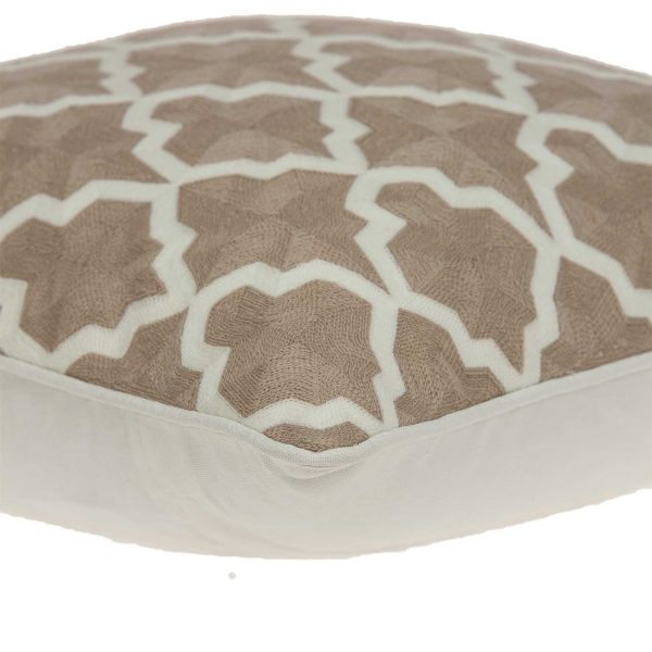 20" x 7" x 20" Transitional Beige and White Pillow Cover With Poly Insert - Image 4
