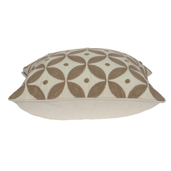 20" x 7" x 20" Transitional Beige and White Accent Pillow Cover With Poly Insert - Image 3