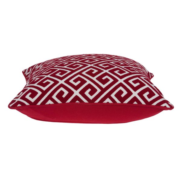 20" x 7" x 20" Transitional Red and White Cotton Pillow Cover With Poly Insert - Image 3