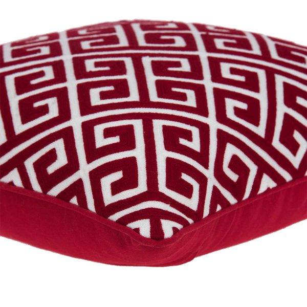 20" x 7" x 20" Transitional Red and White Cotton Pillow Cover With Poly Insert - Image 4