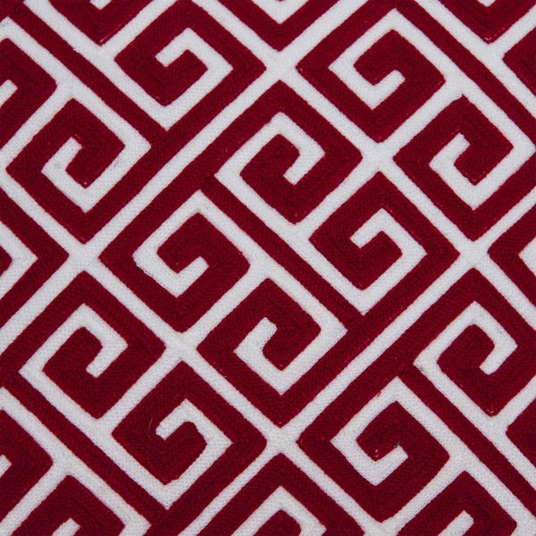 20" x 7" x 20" Transitional Red and White Cotton Pillow Cover With Poly Insert - Image 5