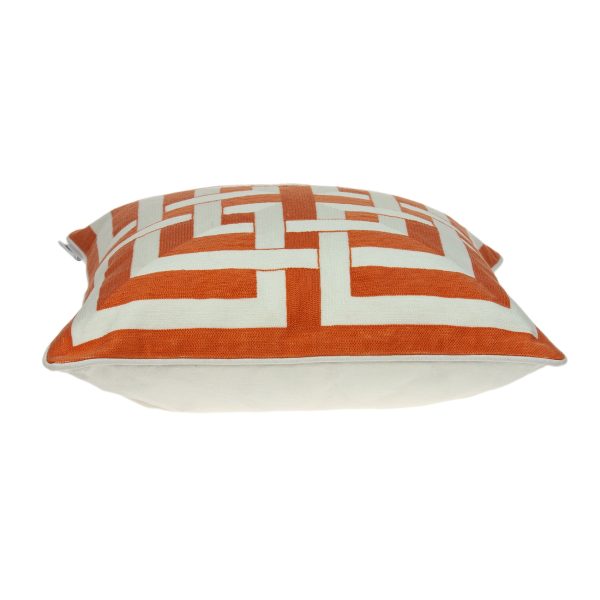 20" x 7" x 20" Transitional Orange And Off White Pillow Cover With Poly Insert - Image 3