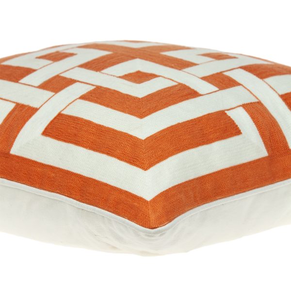 20" x 7" x 20" Transitional Orange And Off White Pillow Cover With Poly Insert - Image 4