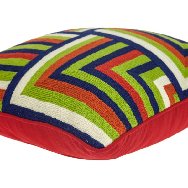 20" x 0.5" x 20" Handmade Transitional Red And Lemon Pillow Cover - Image 4
