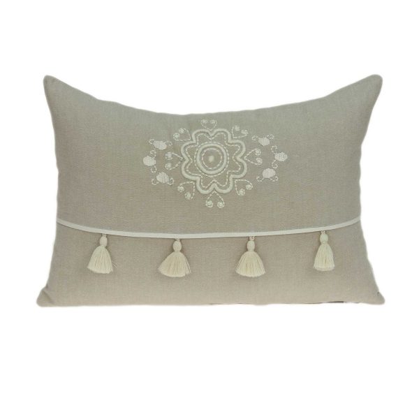20" x 6" x 14" Transitional Beige Pillow Cover With Down Insert