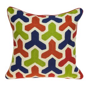 20" x 7" x 20" Handmade Transitional Red And Blue Pillow Cover With Poly Insert
